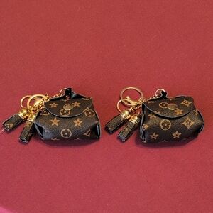Chic Brown and Gold Bag Charm Keychains